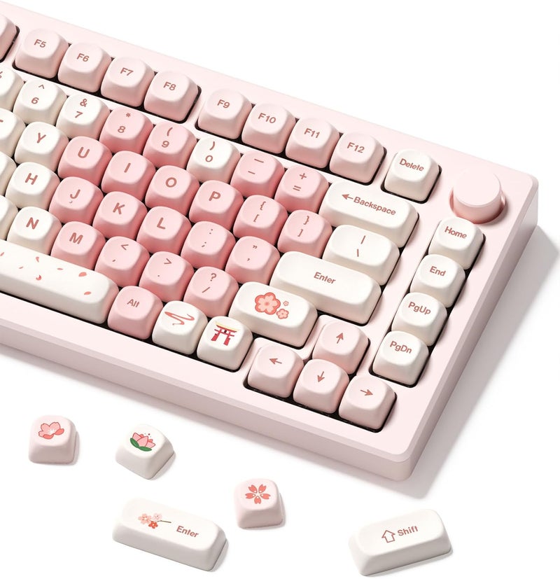 HITIME أغطية مفاتيح XVX الوردية الجذابة - غطاء MOA، غطاء مفتاح حب ساكورا مخصص لأغطية مفاتيح 60 65 75 100 بالمئة، غطاء مفتاح صبغ جانبي 5، مجموعة أغطية مفاتيح 143 مفتاح لأجهزة Cherry Gateron MX. - Image 1